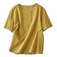thumbnail image 2 of Ailaofu Women's Cotton Linen Short Sleeve T-Shirt Fashionable Embroidered Loose Retro Round Neck Top Versatile Casual Shirt, 2 of 6