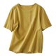 thumbnail image 3 of TaTaai Women's Crew Neck Short Sleeve Linen Embroidered Vintage Loose Casual Tops Soft Lightweight Stylish Blouses for Daily Street Office Outfits Gift, 3 of 6