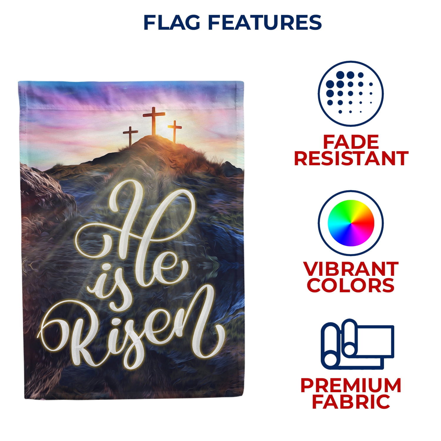 America Forever He is Risen Easter House Flag 28 x 40 inch Double Sided Religious Cross Christian Celebration Small Spring Holiday Seasonal Easter Day Flags for Outdoor Yard Lawn Decoration