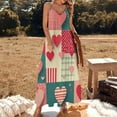 thumbnail image 3 of Colorful Heart Patchwork Pattern Sleeveless Suspender Dress Summer Fashion Casual Long Dress, 3 of 9