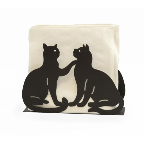 Mango Steam Metal Tabletop Napkin & Letter Holder - Cat, Black (6" L x 1.75" W x 4" H)
