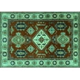 thumbnail image 1 of Ahgly Company Machine Washable Indoor Rectangle Geometric Turquoise Blue Traditional Area Rugs, 4' x 6', 1 of 4