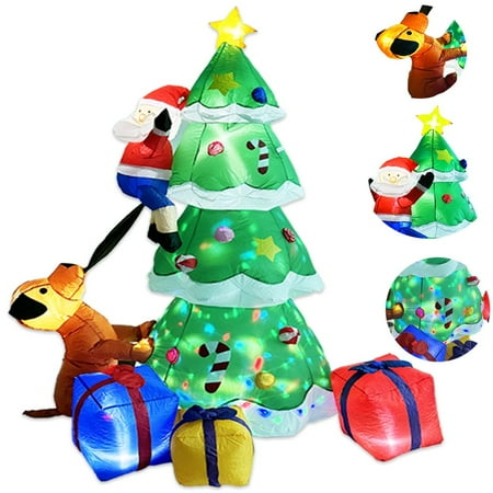 Christmas Tree Inflatables Outdoor Decoration, Giant Christmas Inflatable Tree With Gift Boxes With Build-In Leds For Blow Up Xmas Decoration, Indoor Outdoor Yard Garden Lawn Decor