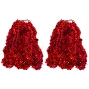 2 Pack Red Super Duper Thick Tinsel Garland 50 Ft Total (Two Strands Each 25 ft Long) (Red, 50 Ft. (Two 25 ft Tinsels) 2 Pack