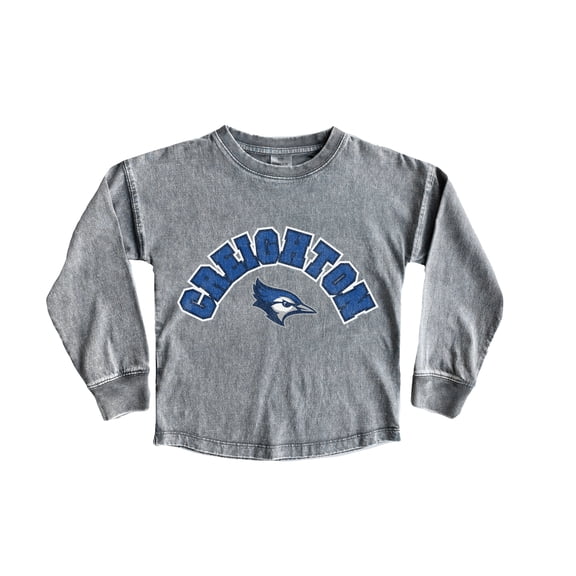 Girls Youth Gameday Couture Gray Creighton Bluejays Faded Wash Pullover Top