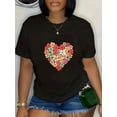 thumbnail image 1 of 100% Cotton Hawaiian Valentine's Day Hibiscus Flower Heart Tropical T-Shirt, 1 of 6