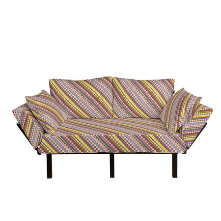 Abstract Futon Couch  Summer Spring Inspired Blooming Diagonal Flower Pattern Colorful Flower of Life  Daybed with Metal Frame Upholstered Sofa for Living Dorm  Loveseat  Multicolor  by Ambesonne