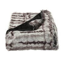 Lavish Home LuxLavish Home Plush Faux Chinchilla and Mink Fur Throw Blanket (Brown)