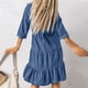 thumbnail image 5 of Vestido casual de color sólido Vestido camisero de mezclilla con cuello vuelto Traje diario clásico, 5 of 8