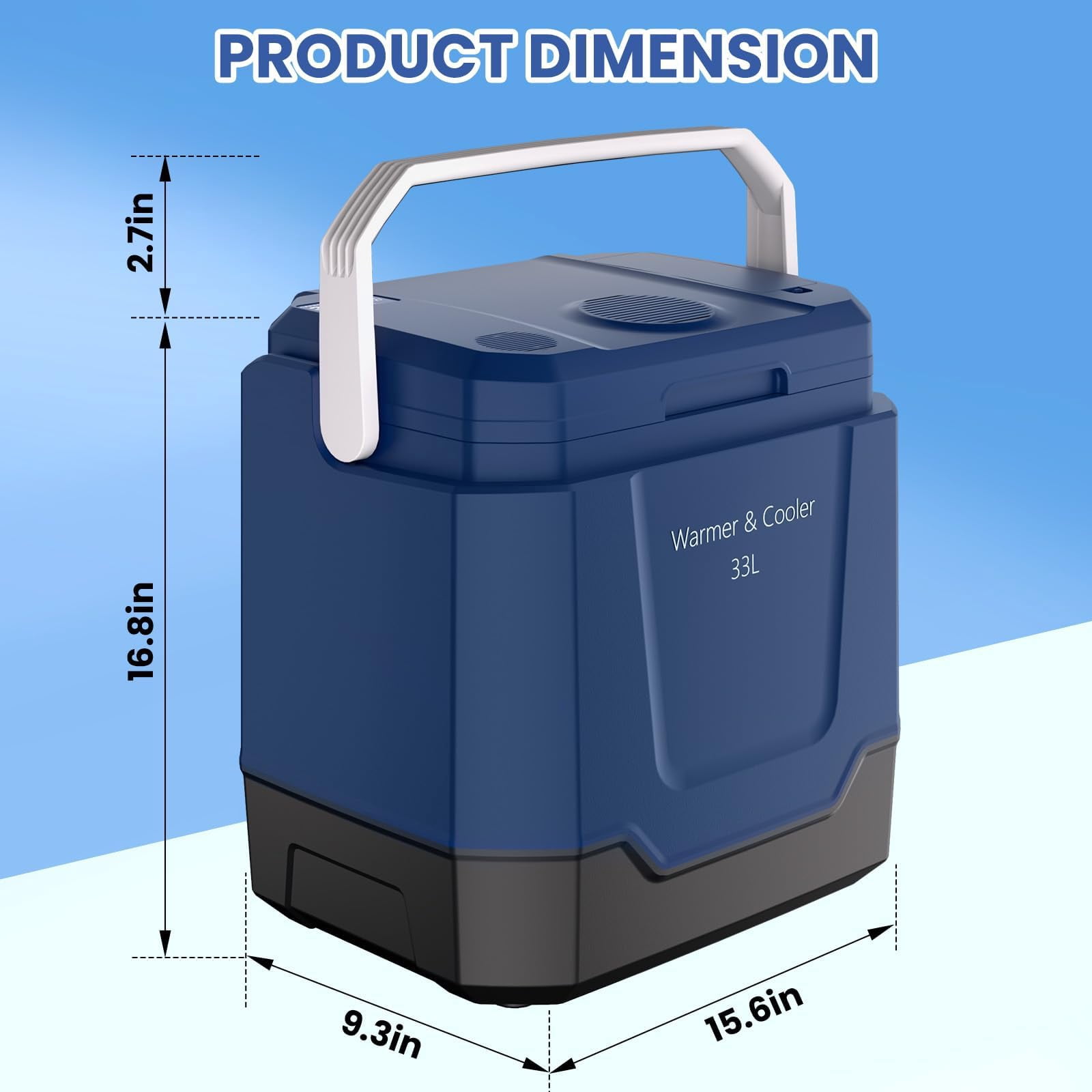 QinaQin 35 Quart (33 L) Electric Cooler & Warmer, Portable Car Refrigerator with Automatic Locking Handle, 12V Car Freezer for Vehicle with 110V AC Home Power Cord, Plug in Coolers