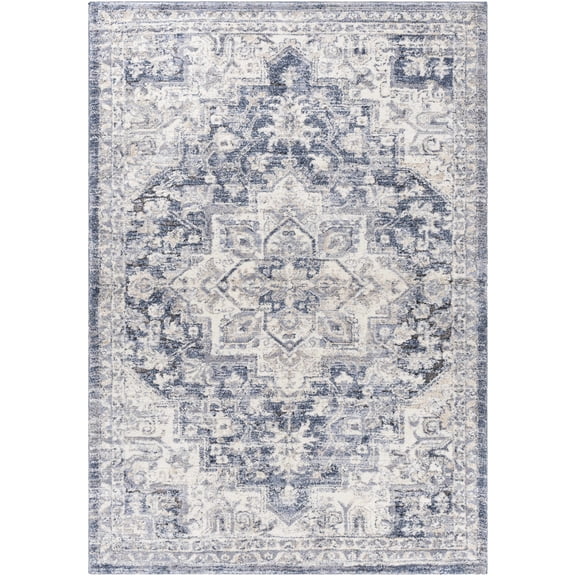 BoutiqueRugs Shotts Traditional Area Rug - Cream, Denim, Charcoal - 4'3" x 5'7"