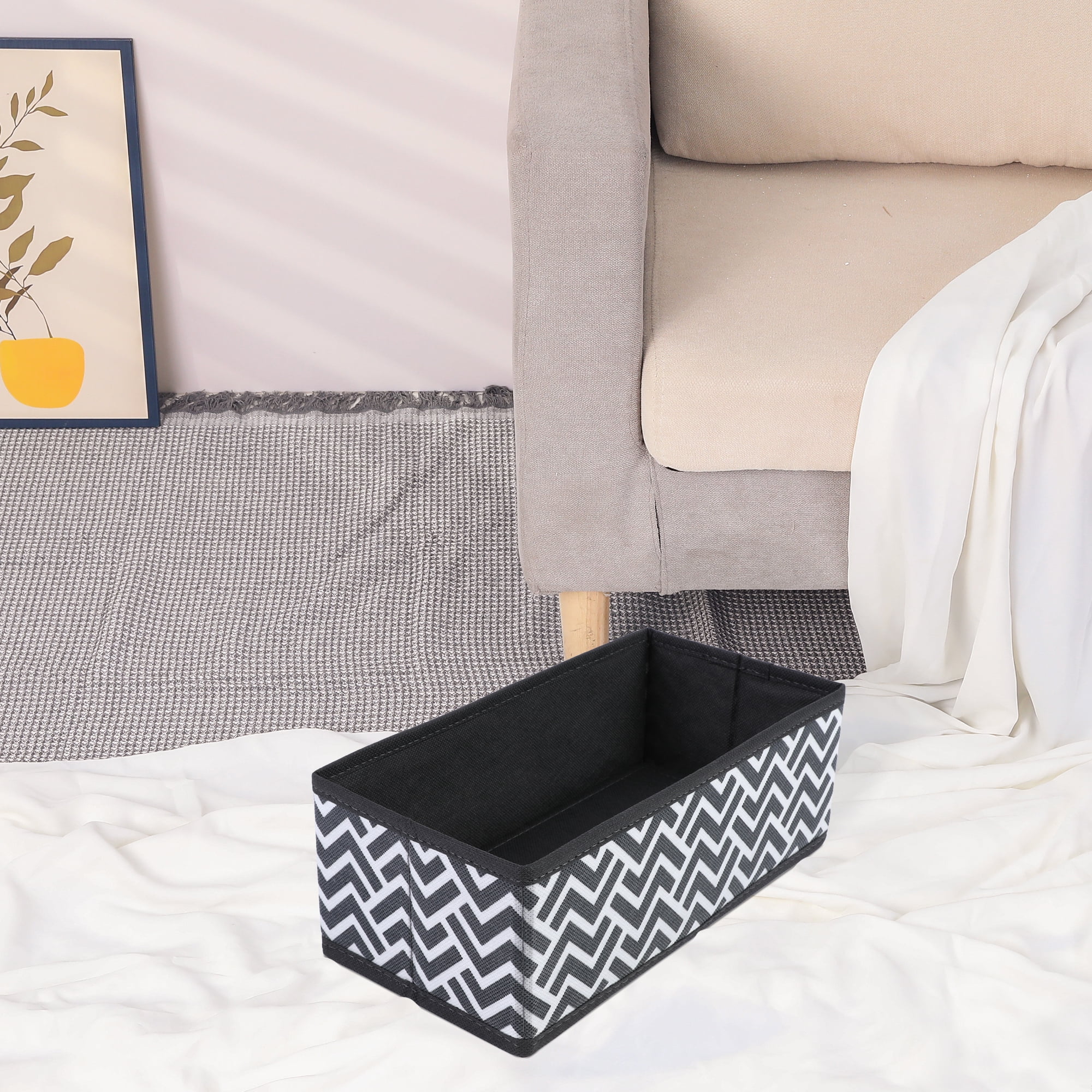 Unique Bargains Storage Bins for Closet Organizers Wavy Pattern Black 11"x5.5"x3.9"