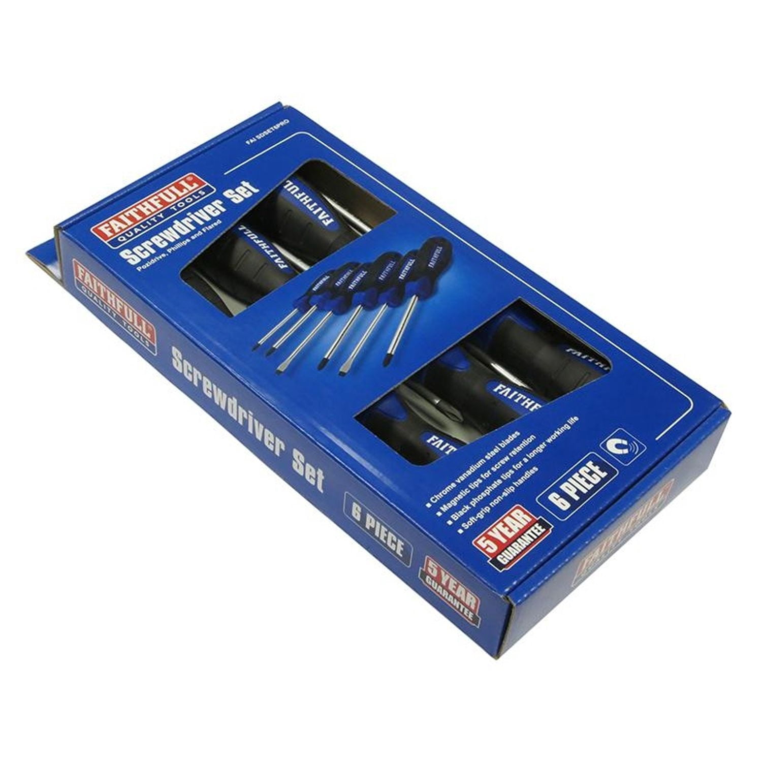 Faithfull Boxed Soft Grip Screwdriver Set, 6 Piece