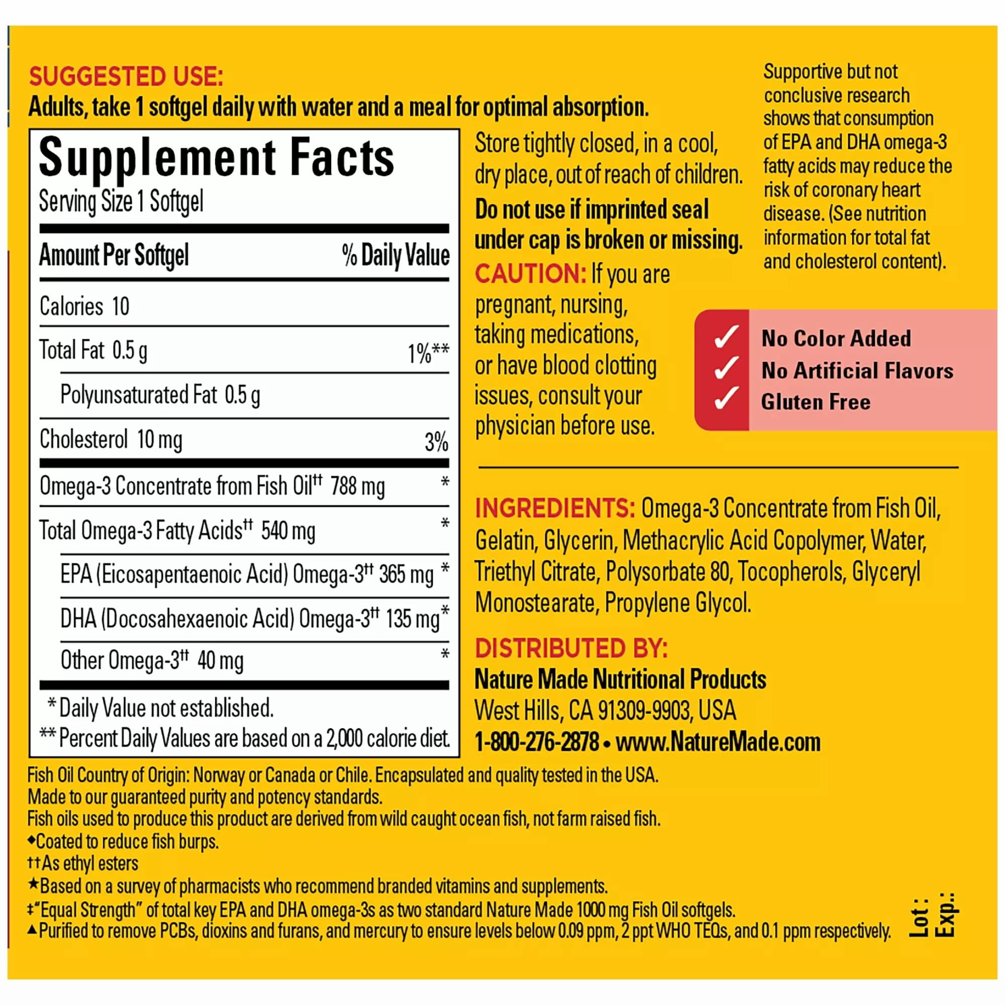 Nature Made Fish Oil Omega-3 540 mg Burp-less Mini Softgels, 120 Count
