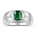 thumbnail image 1 of RYLOS Men's Rings Sterling Silver Classic 8X6MM Oval Gemstone &  Diamond Ring Green Sapphire September Birthstone Rings For Man Silver Rings Size 9, 1 of 7