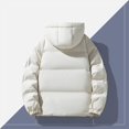 thumbnail image 4 of LpwkSSA Men's Puffer Hooded Jackets for Cold Weather Fashion Casual Solid Color Jacket with Pockets Long Sleeve Hooded Casual Outwear Coat White XXXL, 4 of 6
