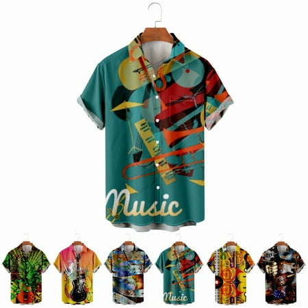

LANLIN Music Festival Big & Tall Men Button Up Tops Shirt Fashion Cheap Clothes Sizes Kids-Adult Unisex