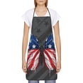 thumbnail image 2 of Naloa 1Pack Adjustable Bib Apron Waterdrop Resistant Cooking Kitchen Aprons for Women Men Chef, Butterfly With USA Flag Print, 2 of 5