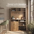 thumbnail image 3 of BELLEZE Jagger Bar Cabinet with Wine Rack & 8 Stemware Glass Holders, 72" Tall Liquor Coffee Bar Storage Cabinet with Adjustable Shelves, Fluted Doors & Golden Metal Handles, Camel, 3 of 7