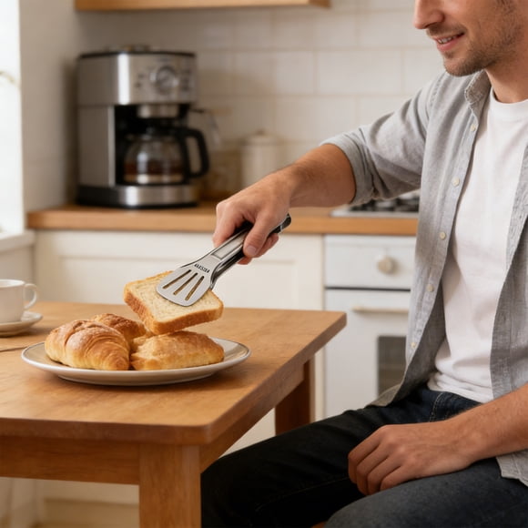 Pinces Alimentaires en Acier Inoxydable pour la Pâtisserie et le Barbecue - Pinces Épaisses pour Barbecue et Steak, Ustensiles, Argent, JKODE