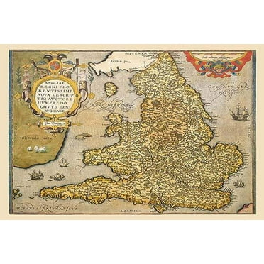 Map of England-Fine Art Canvas Print (20" x 30")