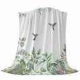 thumbnail image 6 of Leaf Bird Blanket Soft Cozy Warm Twin Blanket for Bed, Plush Fuzzy Flannel Fleece Blankets for Sofa, Sage Greeen Botanical Watercolor Animals Throw Blankets for Couch, Gifts for Men, 60"x80", 6 of 9