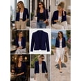 thumbnail image 5 of QUALFORT Women's 3/4 Sleeve Cropped Cardigan Sweater, Open Front Shrug, Navy, Size L, 5 of 7