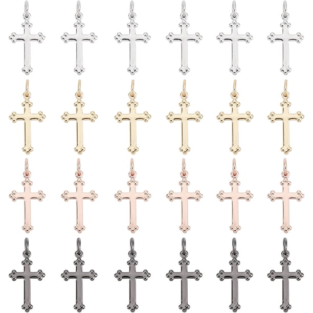 4 dijes de colores, 24 colgantes para collar, dijes chapados en oro, colgantes de latón para hacer aretes, pulseras, gargantillas, manualidades, recuerdos de fiesta.
