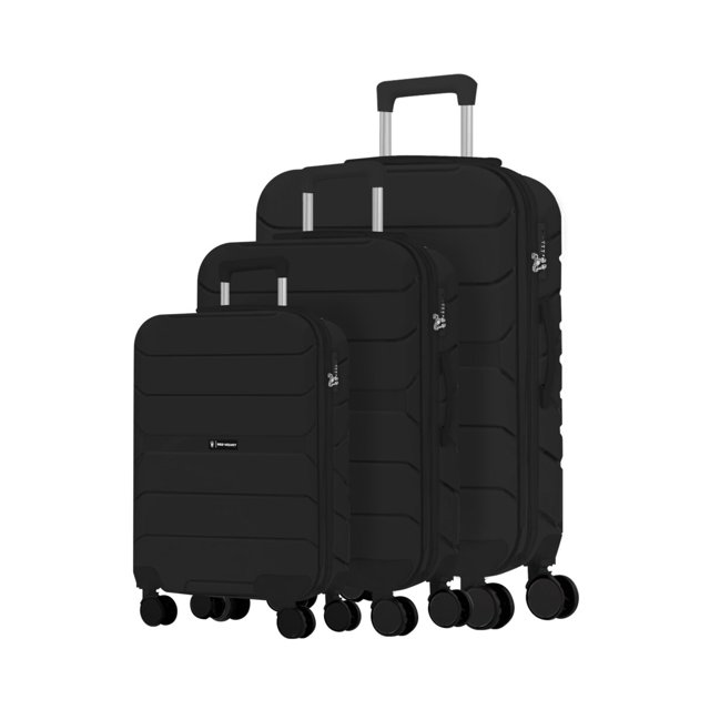 RED VELVET Juego de Maletas Rígidas de 3 Piezas, Expandibles con Ruedas Dobles Giratorias de 360°, Equipaje de Mano 20", Mediano 24" y Grande 28" (NEGRO)