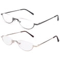 thumbnail image 2 of 2 Pairs Half Rim Moon Shape Metal Frame Spring Hinge Reading Glasses for Men for Women, Reading Glasses + 2.50, 2 of 3
