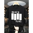 thumbnail image 1 of Camiseta con estampado de bandera negra: Camiseta informal de algodón de verano, cuello redondo, corte regular para adultos., 1 of 6