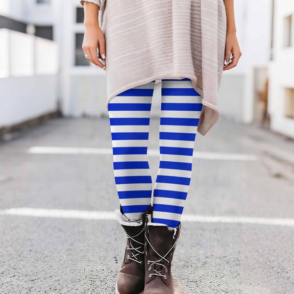 Leggings for Women Casual Fashion Stripes Fitness Stretch High Waist Workout Gym Yoga Pants