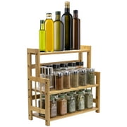 Sorbus Countertop Organizer and Spice Rack Storage, 3-Tier Bamboo 16.25 H Countertop Spice Rack