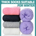 thumbnail image 6 of 5 Pairs Fuzzy Socks Women Cozy Fluffy Plush Crew Slipper Sock Warm for Girls Winter Clothing for Women, 6 of 6