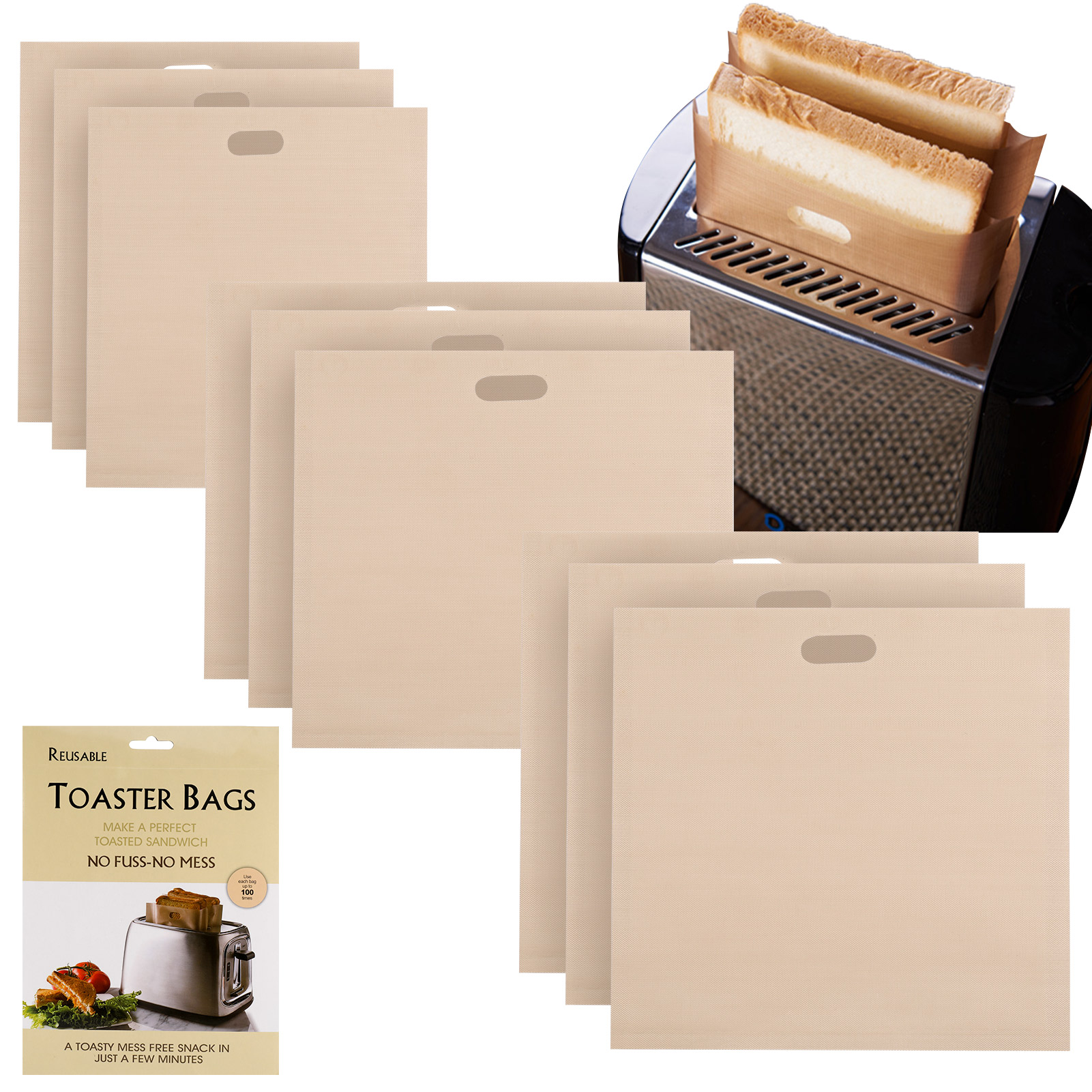 Taihexin 9Pcs Reusable Toaster Bags, NonStick Sandwich Toaster Bags
