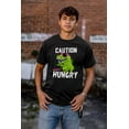 thumbnail image 4 of Caution Cool Dinosaur Always Hungry Plus Size Crewneck Graphic Tee Shirt Brisco Brands 2X, 4 of 5