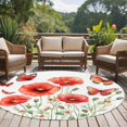 thumbnail image 4 of Round Rugs 6Ft, Red Spring Floral Round Area Rug Washable Indoor Throw Carpet, Butterfly Botanical Summer Pastoral Soft Non Slip Circle Rug for Office Cabinet Home Decor Aesthetic, 4 of 8