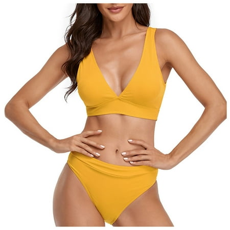 Bikini Sets Two Piece Swimsuit Bathing Suit Top 2X Brazilian Bandeau Swimsuit Bikini Swimwear Set Women Push-up Bandage Beachwear Swimwears Tankinis Set Mommy and Son Matching Swimwear