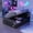 Black+Grey, variant on Queen Size Upholstered Gaming Bed with Side-Lift Hydraulic Storage, Cyberpunk Platform Bed with Futuristic Pattern for Gamers and Gen Z, Black and Grey