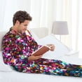 thumbnail image 6 of Lsque Color Shiny Pattern Long Sleeve Pajama Set for Men - Soft 2-Piece Sleepwear and Loungewear Set with Pockets, Comfy Nightwear-Medium, 6 of 7