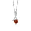 Gem Stone King 925 Sterling Silver Ribbon Pendant with Chain Garnet Created Moissanite GH (1.15 Cttw)