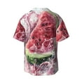 thumbnail image 6 of Lsque Watermelon Splash Realism Art print Men's Cuban Collar Short Sleeve Shirt Summer Beachwear Casual Button Down Fashionable Vacation Leisure Shirt-X-Large, 6 of 7