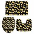 thumbnail image 2 of Summer Fruit Bathroom Rugs Set Lemon Watercolor Flower Leaf Black Background Non Slip Absorbent Soft Bath Mats 3 Piece Set with Bathroom Rug, U-Shaped Floor Mat, Toilet Seat Cover Small Size, 2 of 9