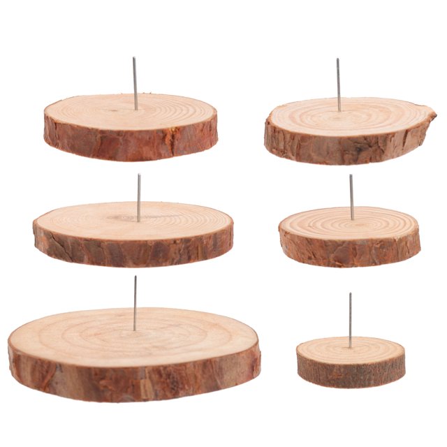 6 piezas DIY Base redonda Sello de goma Material de bricolaje Base de madera Bases de modelo de bricolaje