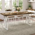 thumbnail image 4 of BedsPick 70" Large Dining Table for 6 , Indoor Outdoor Rectangular Farmhouse Kitchen Table with Thickness Wood Tabletop, X-frame Metal Legs for Living Room, Dining Room, Office, Courtyard, White, 4 of 8