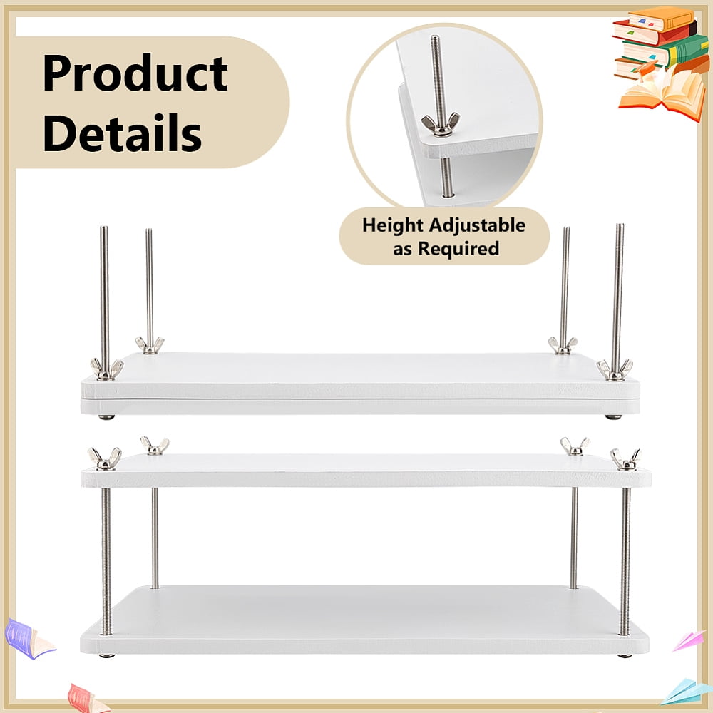Rectangle Bamboo Portable Book Press Bookbinding Tool for Handmade Paper Press White 295x194x8mm Hole: 5mm
