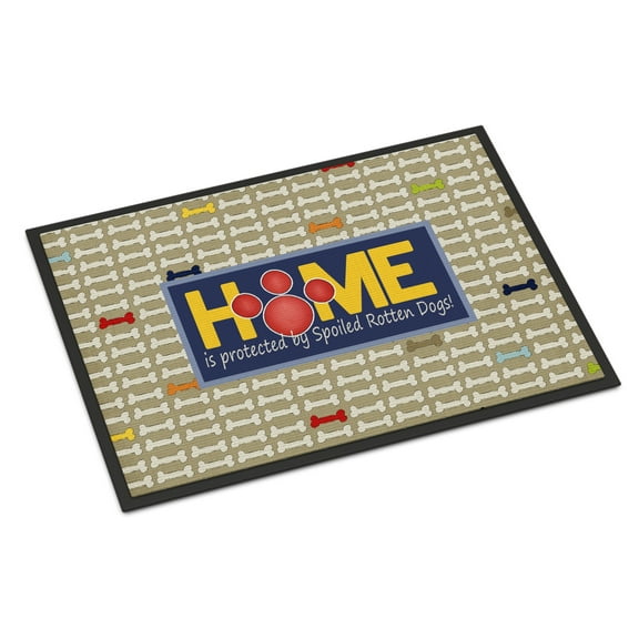 Home is protected by spoiled rotten dogs Door Mat