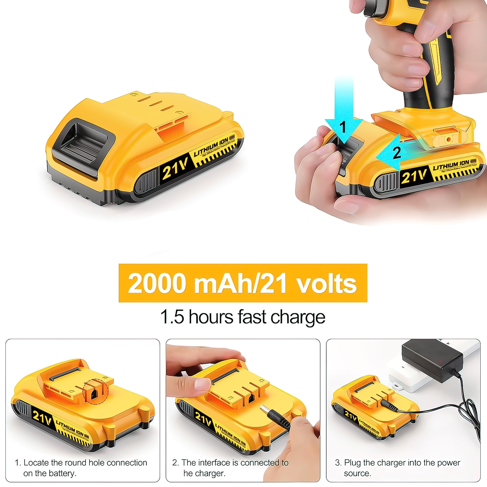 UNTIMATY 21V Cordless Power Drill Set, Power Drill Driver Kit with Lithium-ion Battery and Charger, 3/8-Inch Keyless Chuck, 2 Variable Speed, 25+3 Position and 33pcs Drill/Driver Bits