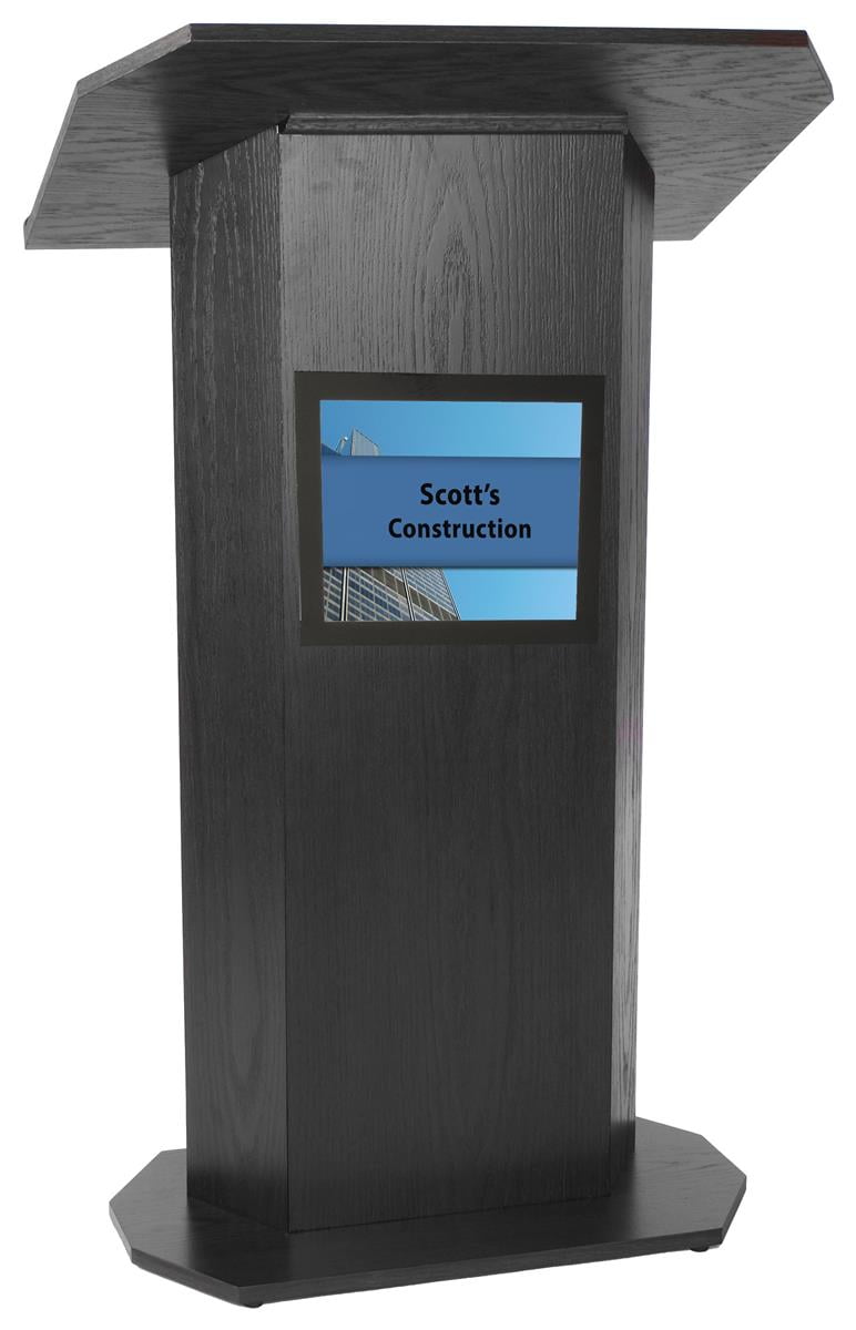 Portable Podium for Floor, with Shelf, 49" Tall, 30" Wide, 8.5" x 11