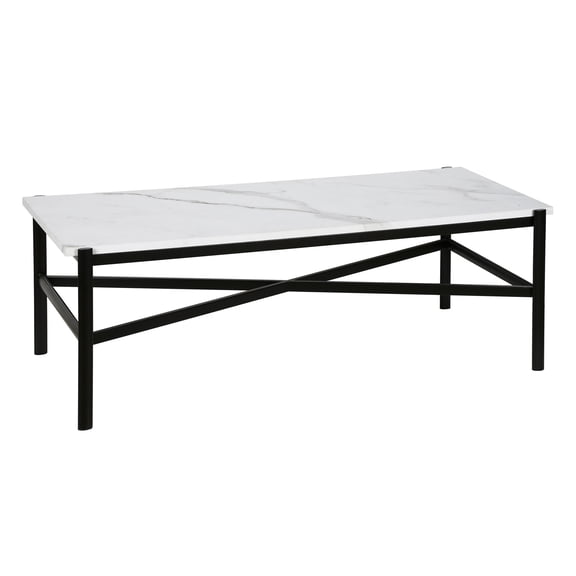 Evelyn&Zoe Metal Marble Coffee Table in Black and Bronze